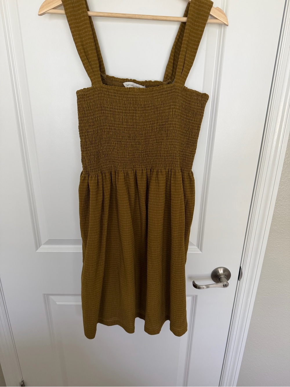 Madewell Women Mustard Smocked Sundress with Wide Straps